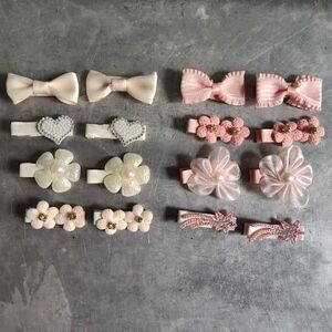 8 Pairs of Pretty Handmade Clip Barrettes Lot